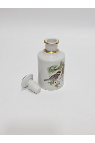 Limoges Kuş Desenli Porselen Parfüm Şişesi 14,5x6x6cm