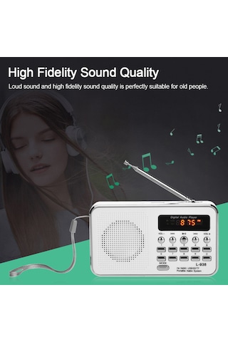 Xindoker "l-938 Taşınabilir Fm Radyo & Mp3 Çalar - Yüksek Ses Kalitesi, Usb/tf Kart Desteği, Kulaklık Çıkışı"