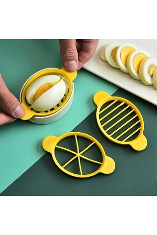 Trendooze Gaojunshop01 Pratik Yumurta Sert Meyve Dilimleyici Sarı 3ü 1 Arada Mutfak Aleti Sarı