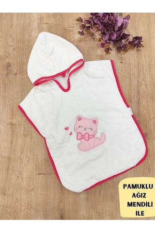 Bebek Bornoz Pareo Başlıklı %100 Pamuklu Bebek Havlu Hediyelik Yumuşacık Su Emici Nakışlı 1-3 Yaş 12 - 36 Ay