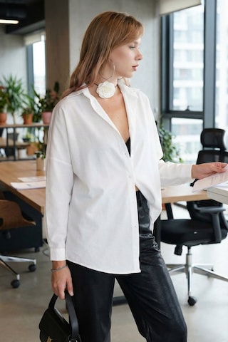Armonika Kadın Ekru Oversize Uzun Basic Gömlek Arm-22y001118