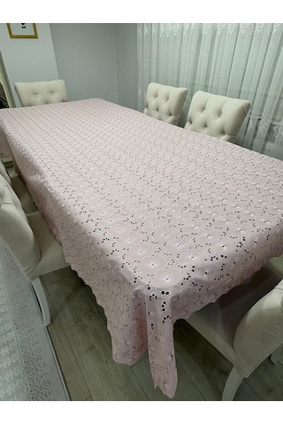 Brode Nakış Işlemeli Dertsiz Masa Örtüsü 150x250 Pudra