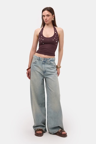 Itsbasic Kadın Kot Renk 4s6-32 Süper Baggy Fit %100 Koton Denim Jean Mavi