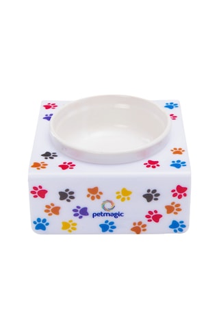 Petmagic Akrilik Beyaz Seramik Tekli Evcil Hayvan Kedi Ve Mini Irk Köpek Mama Kabı-beyaz Pati