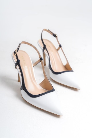 Mubiano Hakiki Deri Collection Kadın Topuklu Stiletto & Ayakkabı Beyaz/lacivert -mcbrg5698-bl Beyaz/lacivert