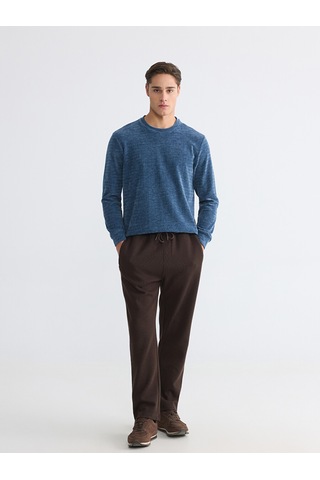 Lcwaıkıkı Classic İndigo Bisiklet Yaka Dokulu Erkek Sweatshirt