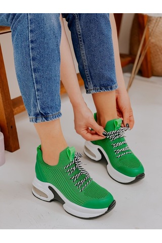 Erva'nın Butiği Çimen Yeşil Triko Jack Kadın Sneakers-3104 Haki Yeşil Triko