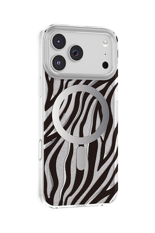 Apple iPhone Uyumlu 18 Pro Max Kılıf M-safe Şarj Özellikli Renkli Desenli Paris Veyro Tpu Kapak Siyah