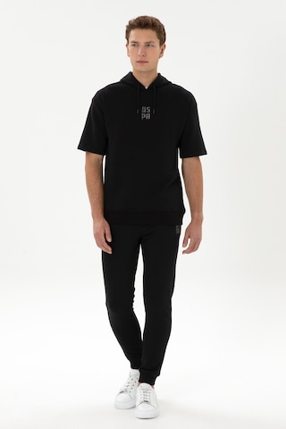 U.S. Polo Assn. Erkek Comfort Fit Kapüşonlu Kısa Kollu Siyah Sweatshirt 50320030-VR046