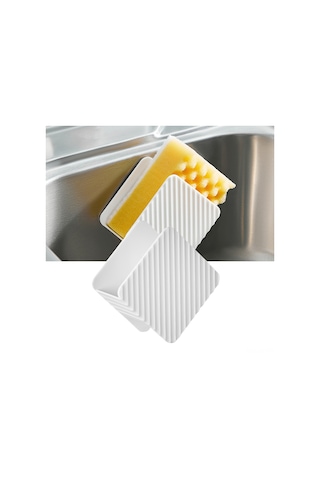 Shineyee Beyaz Duvar Montajlı Mutfak Aletleri Depolama Rafı - Delme Yok Kurulum, Suda Tüpü, Fırça Ve Çelik Teli Topları İçin, Su Akıtma Özelliği İle Hijyenik Korumalı Ps Malzeme Beyaz