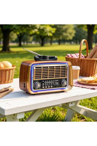 Rt-610a Solar Güneş Panelli Nostaljik Radyo,ledli Bluetooth Nostalji Radyo