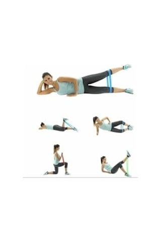 3'lü Direnç Bandı Seti, Pilates Ve Aerobik İçin Mavi Ve Orta Sertlik Açık Kırmızı