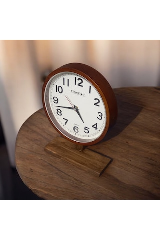Time Gold Eskitme Ahşap Ayaklı Plastik Gövdeli Masa Saati Sessiz Akar Saniye Eskitme