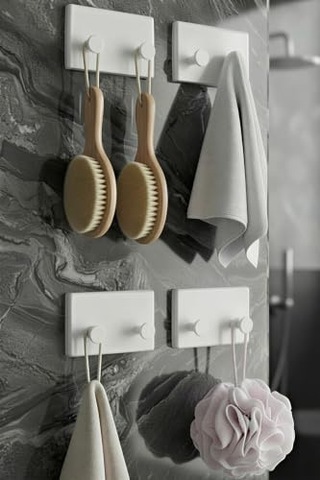 4 'lü Yapışkanlı Banyo Ve Mutfak Askılık Kırılmayan Askı Kolay Montajlı Askı Duşakabin Bornoz Askısı 12 Izgara
