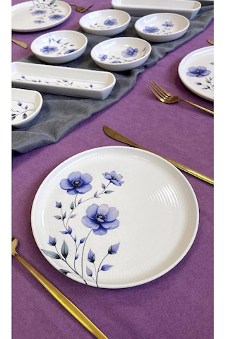 Mor Menekşe 6 Kişilik 14 Parça Kahvaltı Takımı Mor