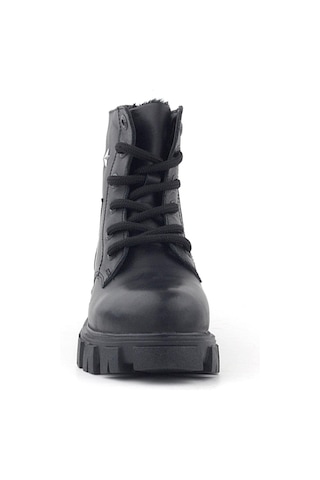 Rakerplus Siyah Bağcıklı Fermuarlı Metal Detaylı Kız Çocuk Bot Siyah