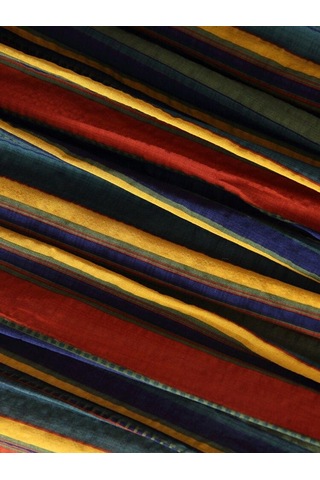 Qooth İlkbahar Yaz Kadın Yüksek Belli Renkli Şerit A-line Etek Vintage Midi A-line Uzun Etek Büyük Salıncak Ile Qt1718 Yeşil