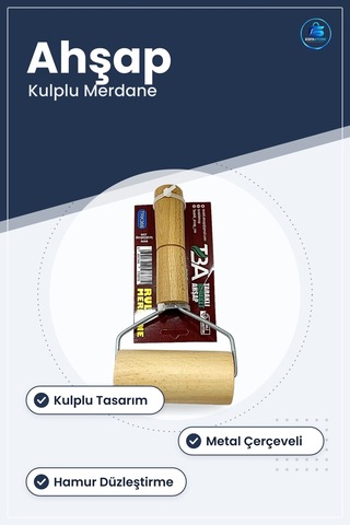 Ahşap Rulo Merdane Kulplu Hamur Ve Boya Düzleştirici Mutfak Atöly
