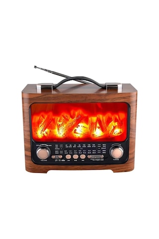 Retro - 17 - Şömine Tasarımlı Bluetooth Hoparlör Fm Radyo Usb Tf Kart - Muratech - Müzik Çalar