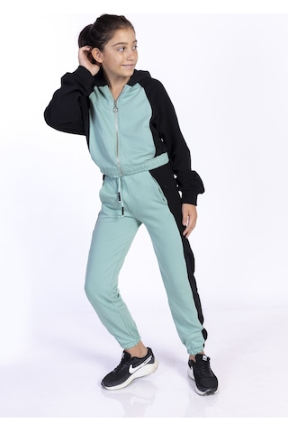 Toontoy Kız Çocuk Blok Renkli Eşofman Takımı Yeşil