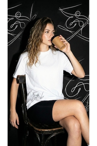 Unisex Düz Renk Kayak Dijital Baskılı Bisiklet Yaka Basic Tişört BEYAZ
