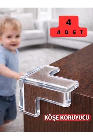 Mucit Home 4 Lü Set Silikon Şeffaf Masa Kenarı Koruma Aparatı Şeffaf