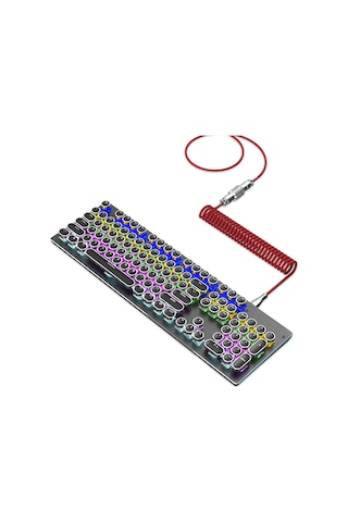 Youtek Hxsj H-1 Usb'den Type-c'e Mekanik Klavye Kablosu - Esnek, Nylon Örgülü, Kırmızı Renk Seçeneği