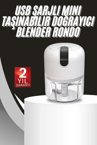 Mini Doğrayıcı Rondo Taşınabilir Mini El Blender Paslanmaz Çelik Rekli