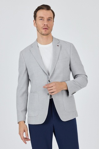 İmza Gri Mono Yaka Düz 2 Düğme Casual Esnek Slim Fit Ceket 1002250123 Gri