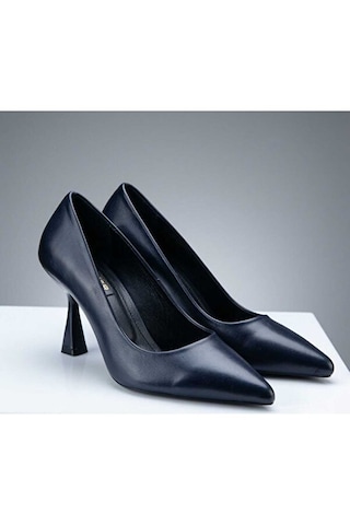 Gencer Leather Hakiki Deri Stiletto Ayakkabı Siyah Siyah