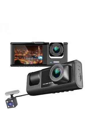 3 Kameralı 2.0 Hd Ekran Araç İç - Dış Kayıt Kamerası