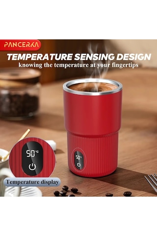 Elmpaly Pancerka Otomatik Karıştırmalı Manyetik Usb Şarjlı Kahve Termosu 316 Sus Beyaz