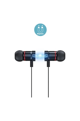 Thentech Spor Yaparken Mıknatıslı Telefon Görüşmesi Müzik Dinlemek İçin Kaliteli Kablosuz Kulaklık Mıknatıslı Siyah