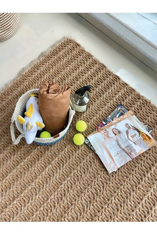 Kulplu Düzenleyici Sepet Leke Tutmaz Mavi-beyaz 31x20 Cm Beyaz - Mavi