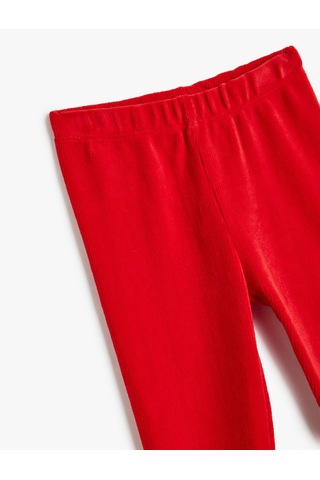 Koton Kadife Tayt Fitilli Beli Lastikli Pamuk Karışımlı Kırmızı 5wkg40033ak Kırmızı