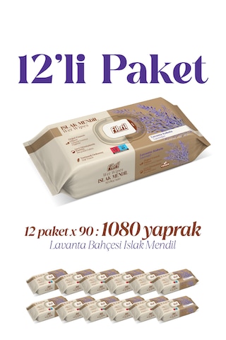 Fibril Yeni Lavanta Kokulu Islak Mendil 12x90 Pk 1080 Yaprak