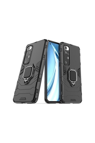Xiaomi Mi 10S Batman Serisi Yüzük Standlı Armor Kılıf - Siyah