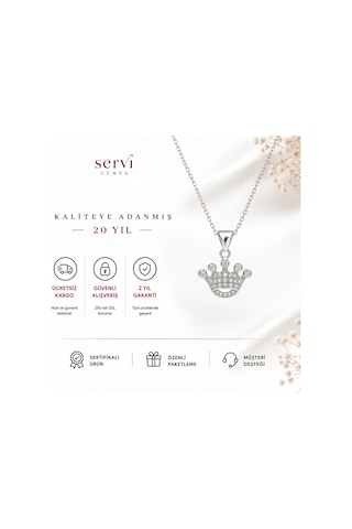Servi 925 Ayar Gümüş Royal Crown Taç Kolye-514