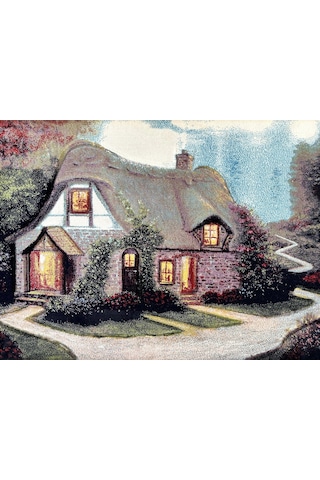 Hobbit Evi Adlı İran Tebriz Halı Tablo 94x75cm - Duvar Halı Kilim Tablo