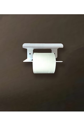 Beyaz Telefon Raflı Tuvalet Kağıtlığı Cep Telefonu Tutmalı Raflı