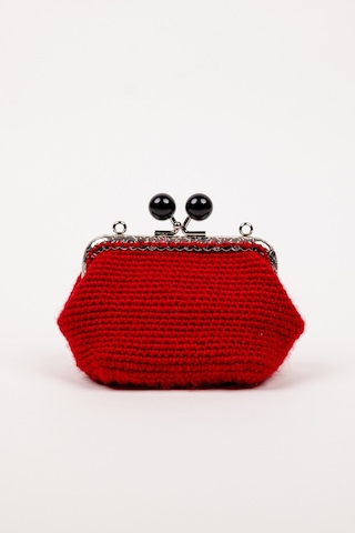 Fabric Craft Bag Bozuk Para Cüzdanı Merserize Pamuk Klipsli Örgü Kırmızı