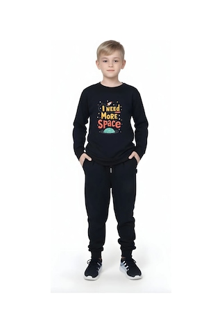 Fyk Kids Erkek Çocuk 2'li Yuvarlak Yaka Uzay-astronot Baskı Detaylı Alt-üst Pijama Takımı Çok Renkli