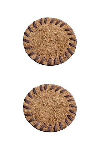 2 Adet Coaster El Yapımı Hindistan Cevizi Kahverengi Çay Mat Isıya Dayanıklı Kaymaz Yeniden Kullanılabilir Coaster Çaydanlık Ve Bardak 8cm Diğer