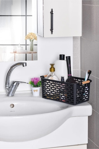 6 Adet Çok Amaçlı Plastik Tutacaklı Organizer Sepet Siyah