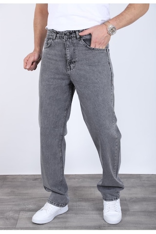 Blayn Jeans Erkek Antrasit Baggy Kot Pantolon - Geniş Kalıp Günlük Rahat Denim Jean Arsenik Gri