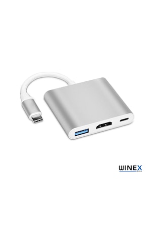 Winex 3In1 Type-C To Hdmı Hub Port Adaptör Pd Usb 3.0 4K Hdmı