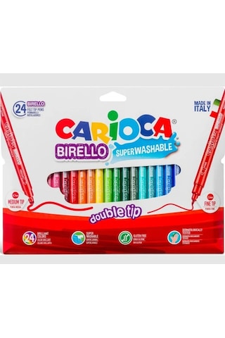 Carioca Birello Süper Yıkanabilir Çift Uçlu Keçeli Kalem 24'lü