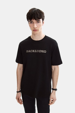 Backandbond Siyah Baskılı Regular Fit Bisiklet Yaka Tişört