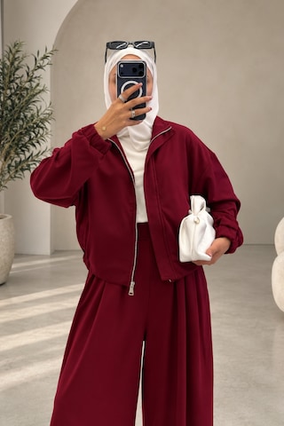 Balenbi Kadın Oysh Modal Kumaş 3 Lü Bomber Ceketli Tesettür Takım 3839 Bordo