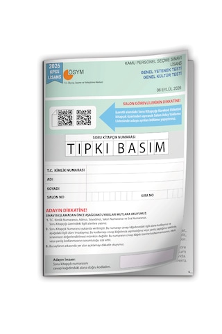 2026 Kpss Lisans Gy-gk Ösym Tıpkı Basım Çıkmış Soru Deneme Kitapçığı Çözümlü Türkiye Geneli Sınav
